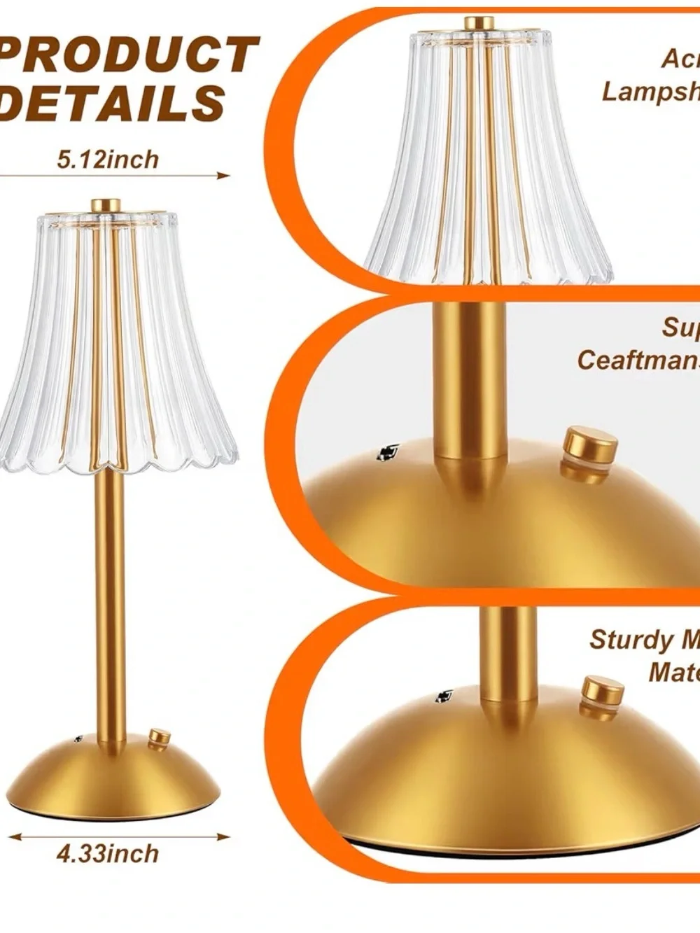 1 piece -Elegant Gold Table Lamp with Clear Crystal Shade - Brand